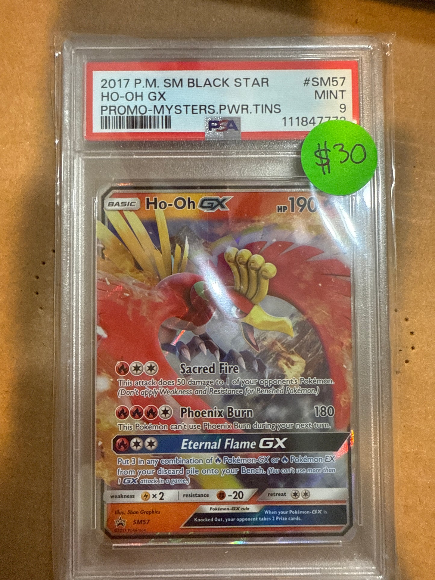 2017 P.M. SM BLACK STAR HO-OH GX PROMO-MYSTERS.PWR.TINS PSA 9