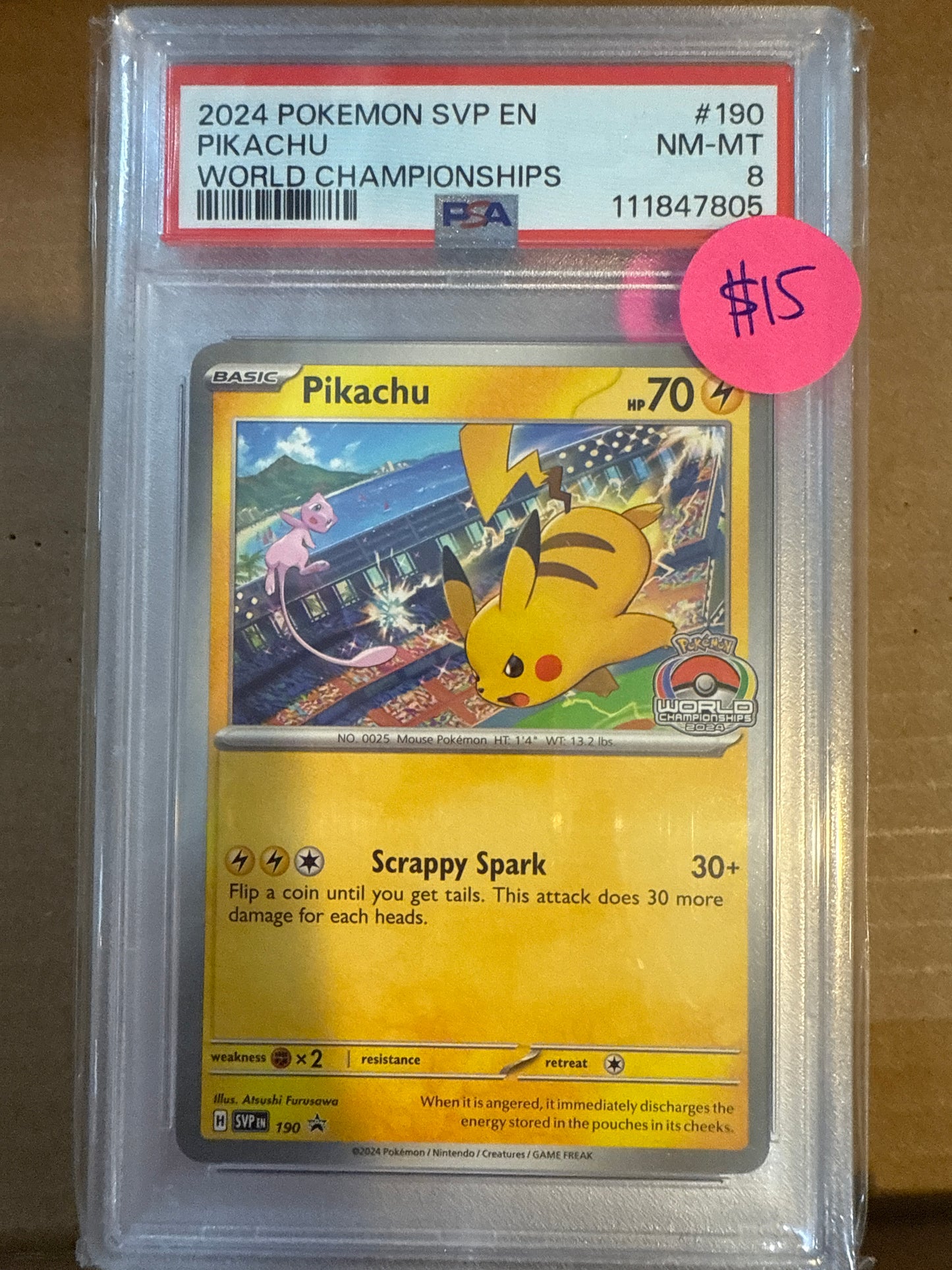 2024 POKÉMON SVP EN PIKACHU WORLD CHAMPIONSHIPS PSA 8