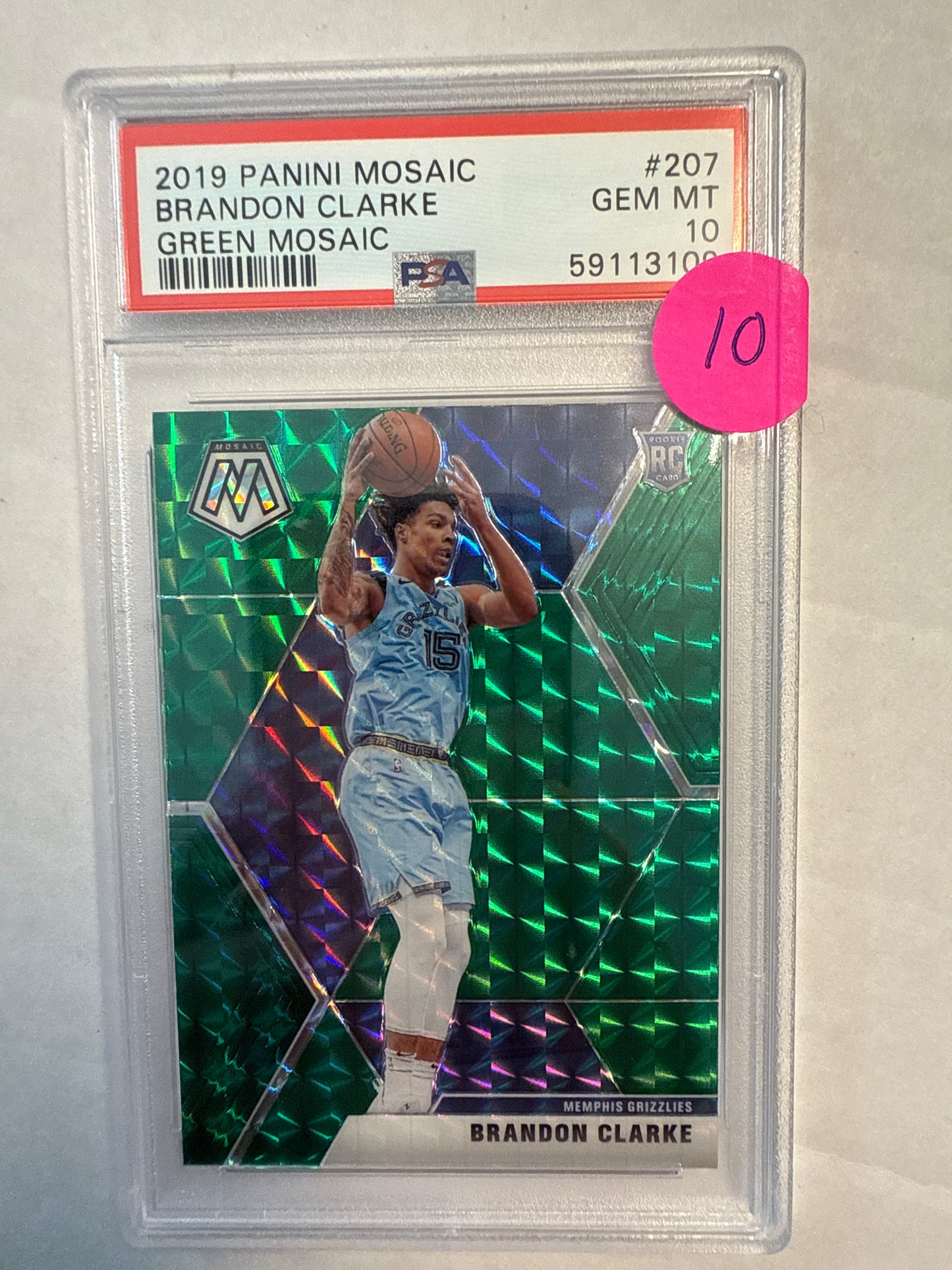 2019 Panini Mosaic Brandon Clarke Green Mosaic PSA 10