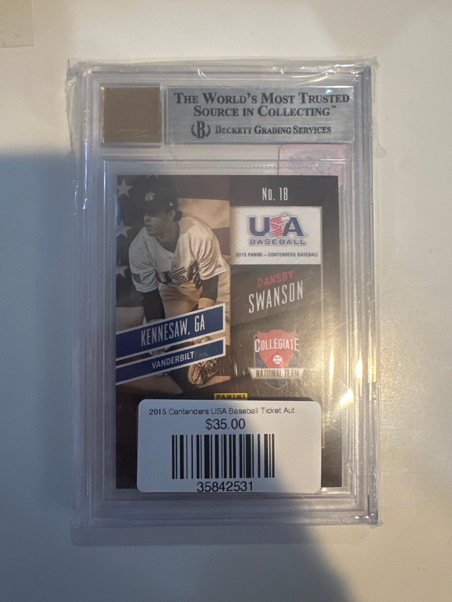 2015 Contenders USA Baseball Ticket Auto Beckett 8.5/10
