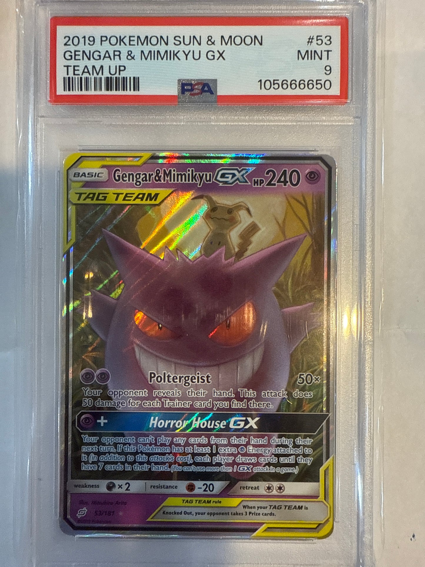 2019 Gengar & Mimikyu GX #53 PSA 9