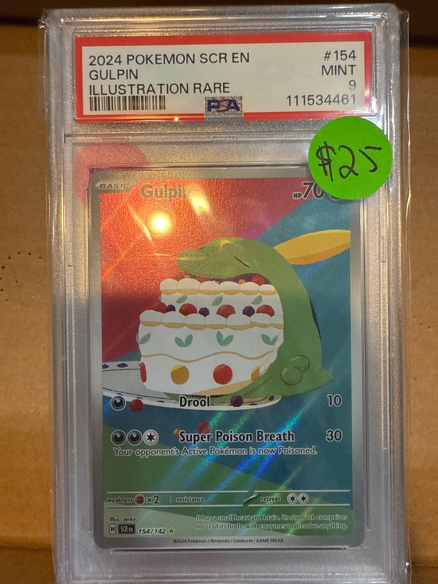 2024 Pokémon SCR EN GULPIN ILLUSTRATION RARE PSA 9