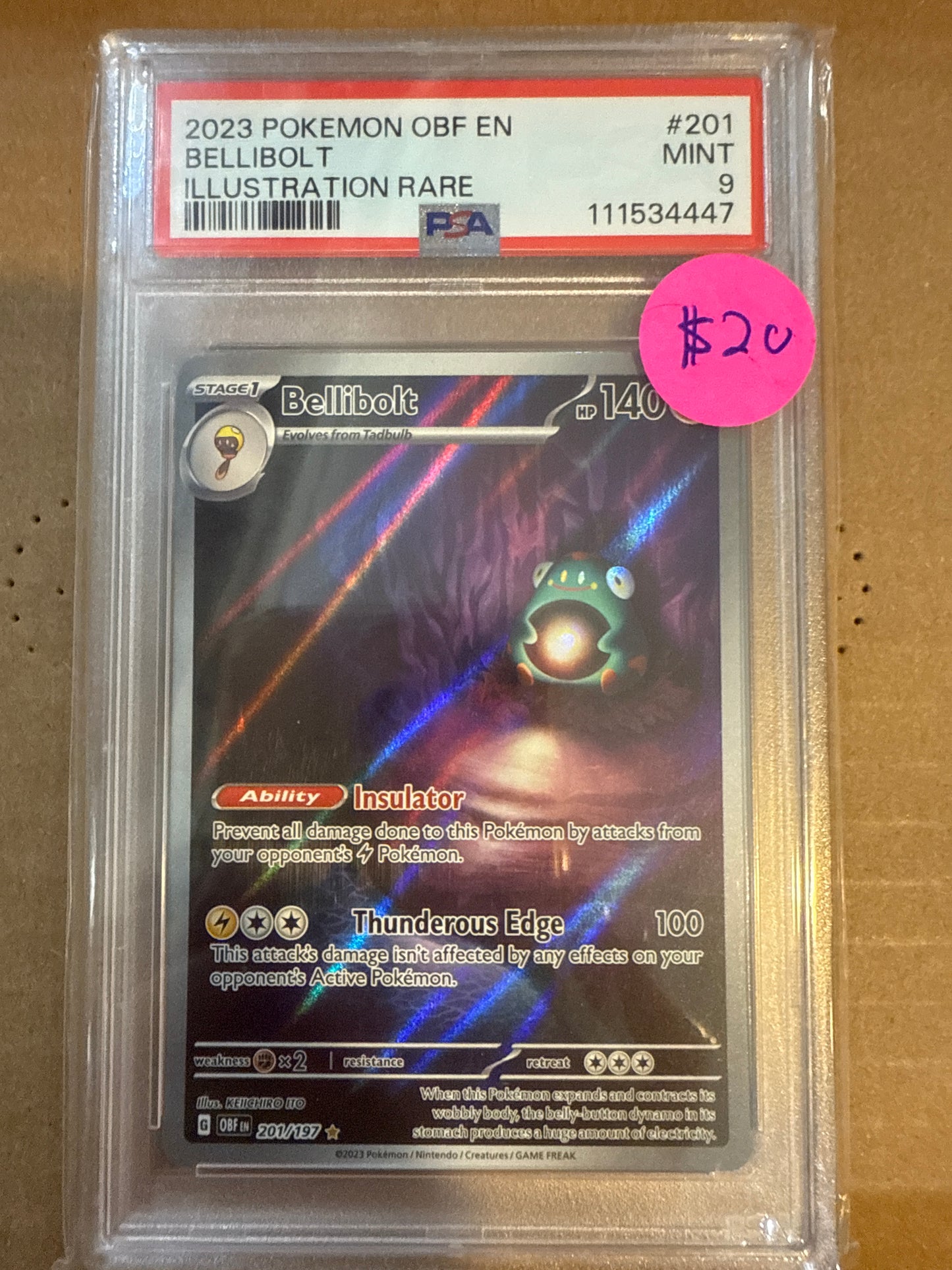 2023 POKÉMON OBF EN BELLIBOLT ILLUSTRATION RARE PSA 9