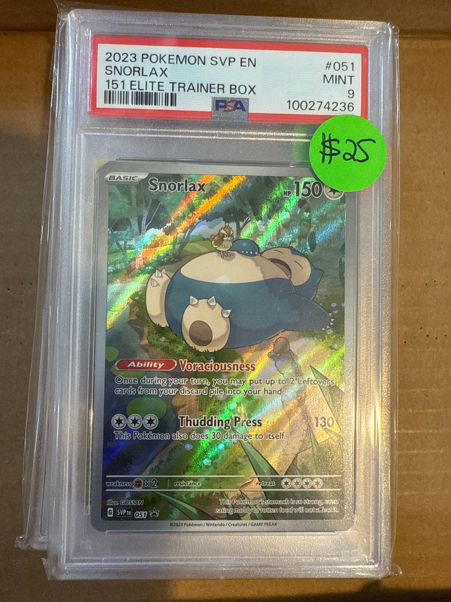 2023 POKÉMON SVP EN SNORLAX 151 ELITE TRAINER BOX PSA 9