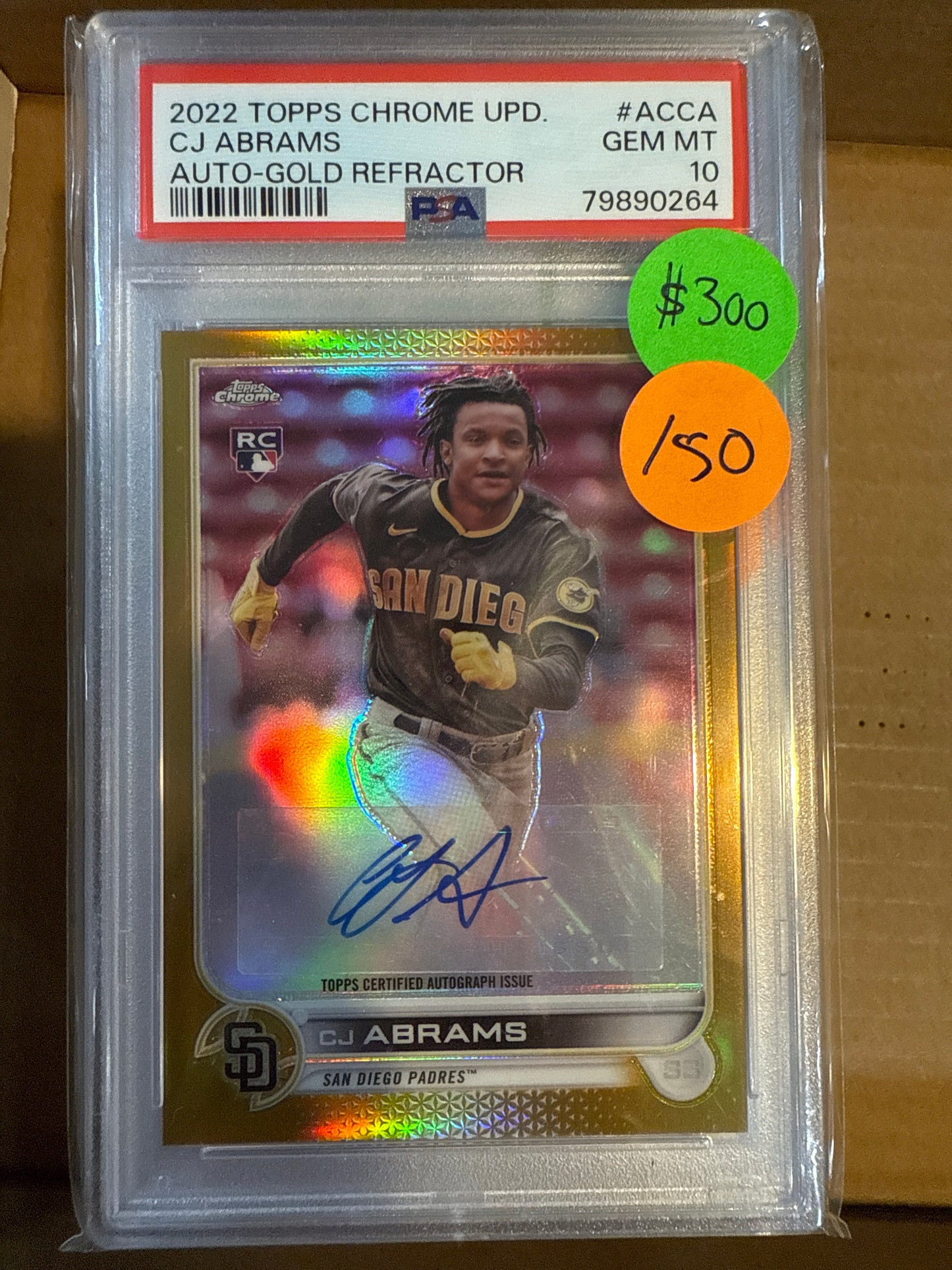 2022 Topps Chrome Upd. CJ Abrams Auto-Gold Refractor PSA 10