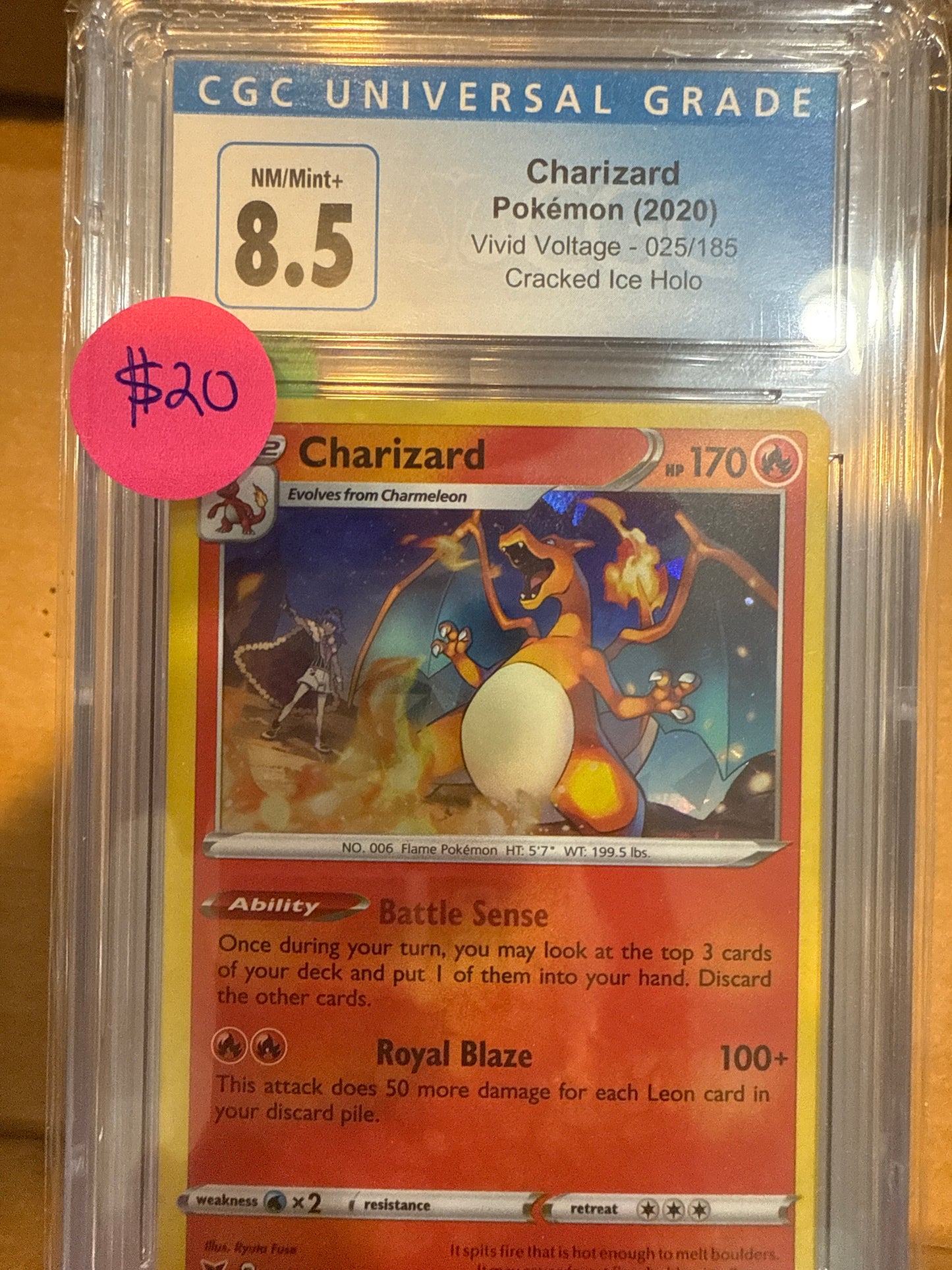 Charizard 2020 Vivid Voltage 025/185 Cracked Ice Holo CGC 8.5