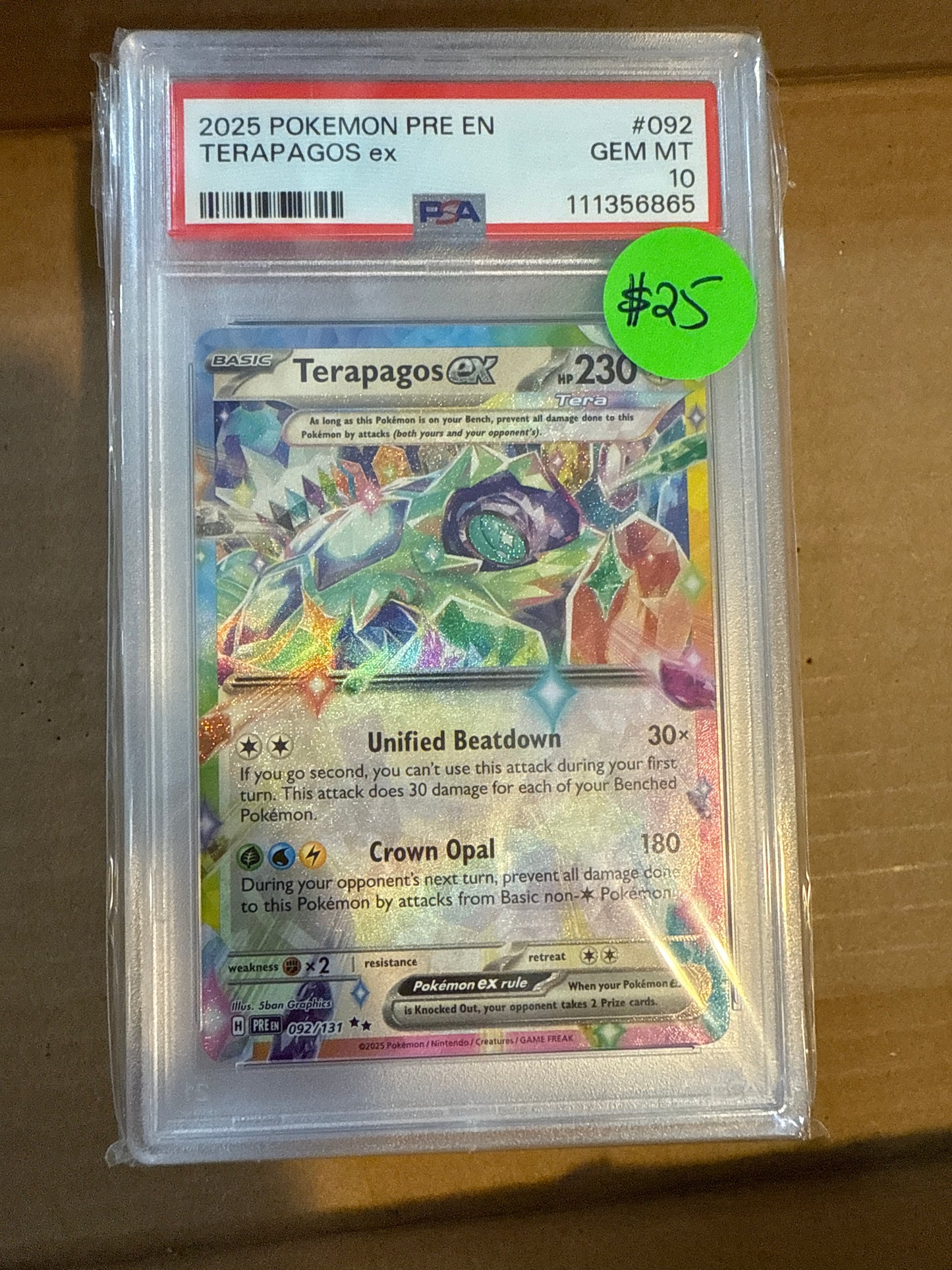 2025 POKÉMON PRE EN TERAPAGOS ex PSA 10