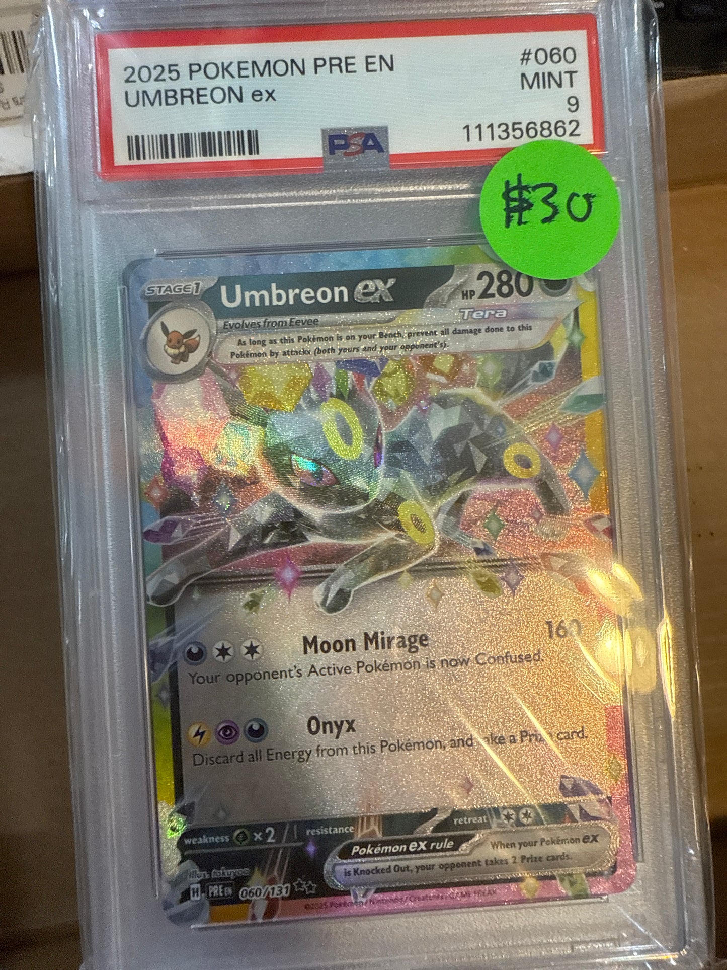 2025 POKÉMON PRE EN UMBREON ex PSA 9