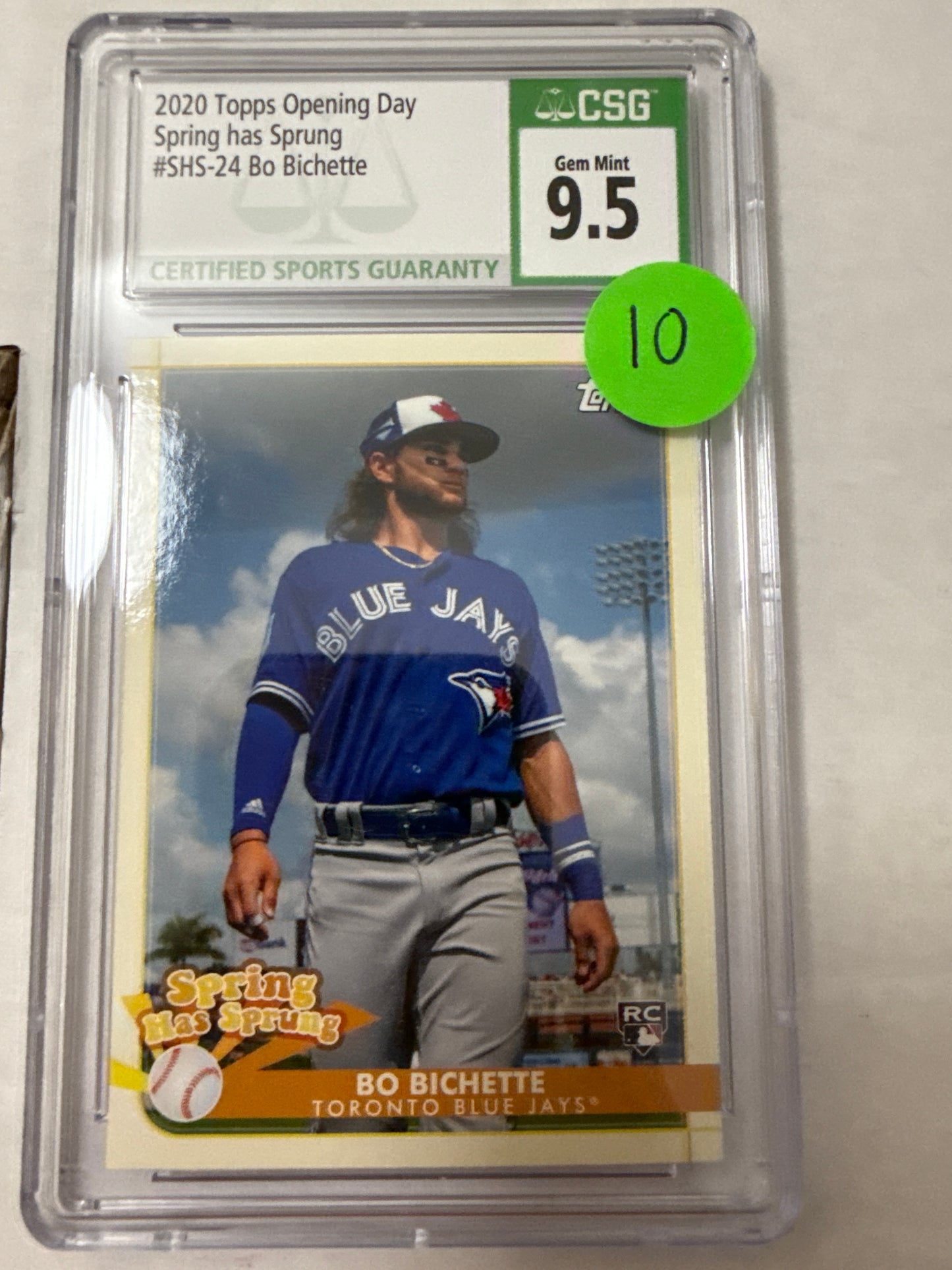 2020 Topps Opening Day Spring Has Sprung Bo Bichette CSG 9.5
