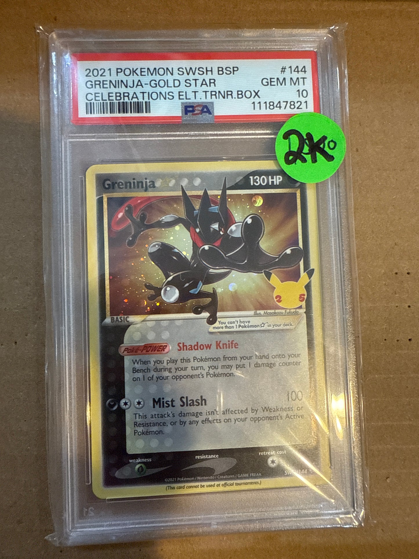 2021 POKÉMON SWSH BSP GRENINJA-GOLD STAR CELEBRATIONS ELT.TRNR.BOX PSA 10