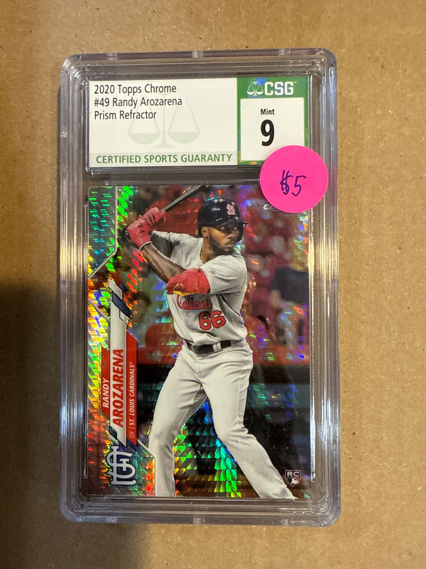 2020 Topps Chrome #49 Randy Arozarena Prism Refractor CSG 9