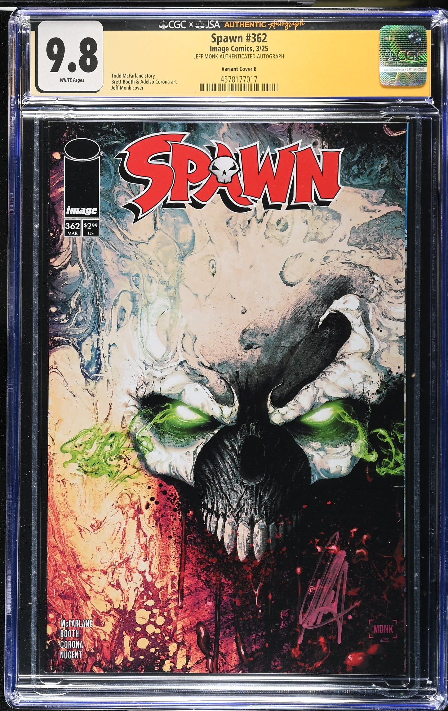 Spawn #362 CGC 9.8 Jeff Monk SIGNED