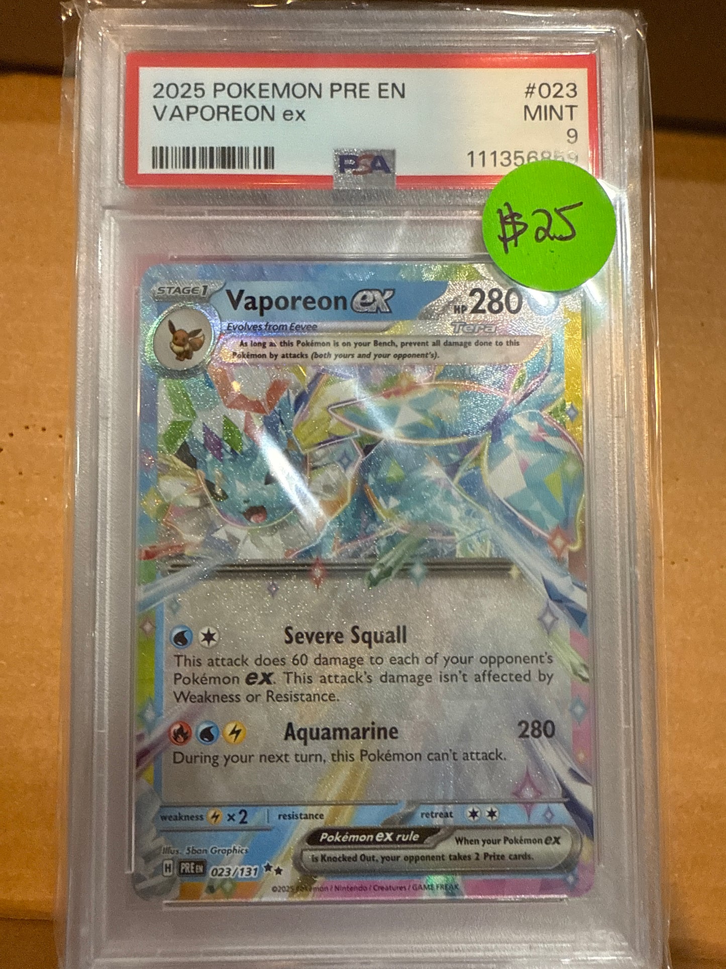 2025 Pokémon PRE EN VAPOREON ex PSA 9