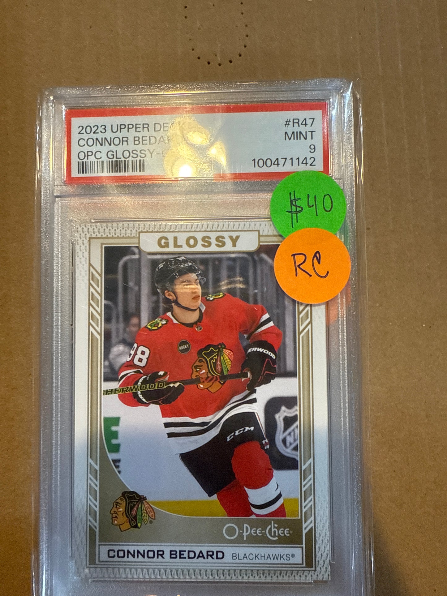 2023 Upper Deck Connor Bedard OPC Glossy-Gold PSA 9