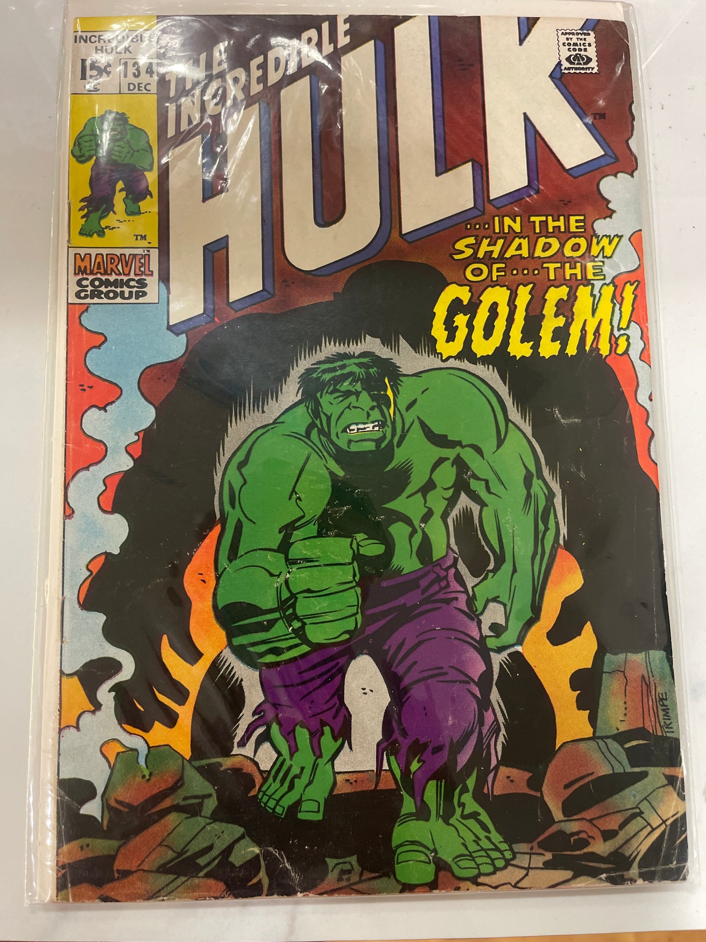 Incredible Hulk #134 vs. The Golem NEAR MINT CONDITION