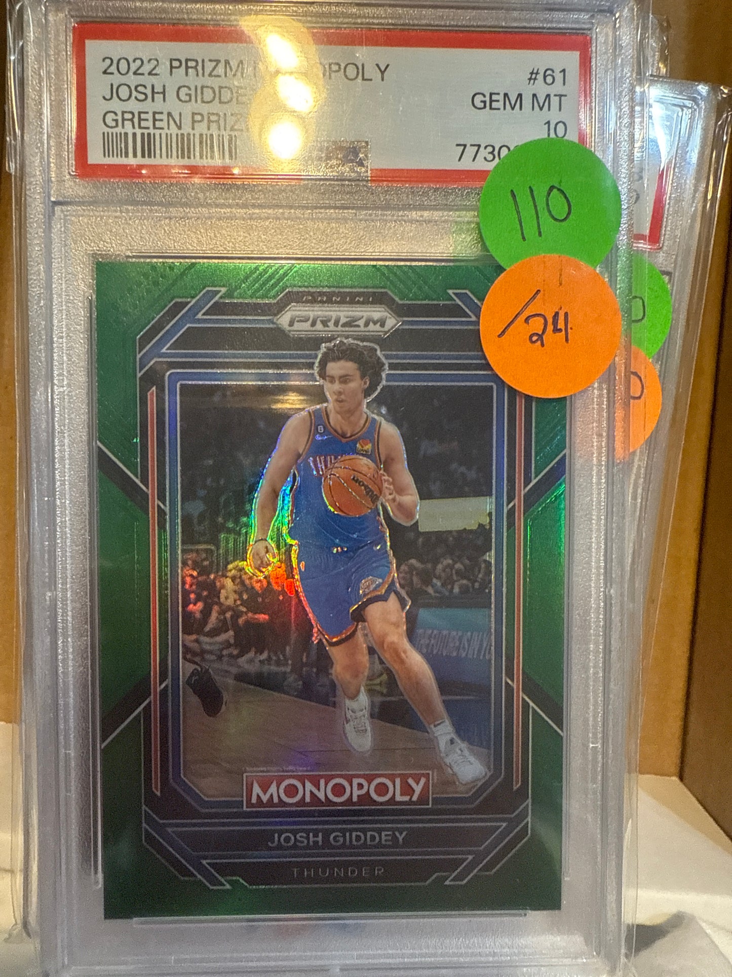 2022 Prizm Monopoly Josh Giddey Green Prizm PSA 10