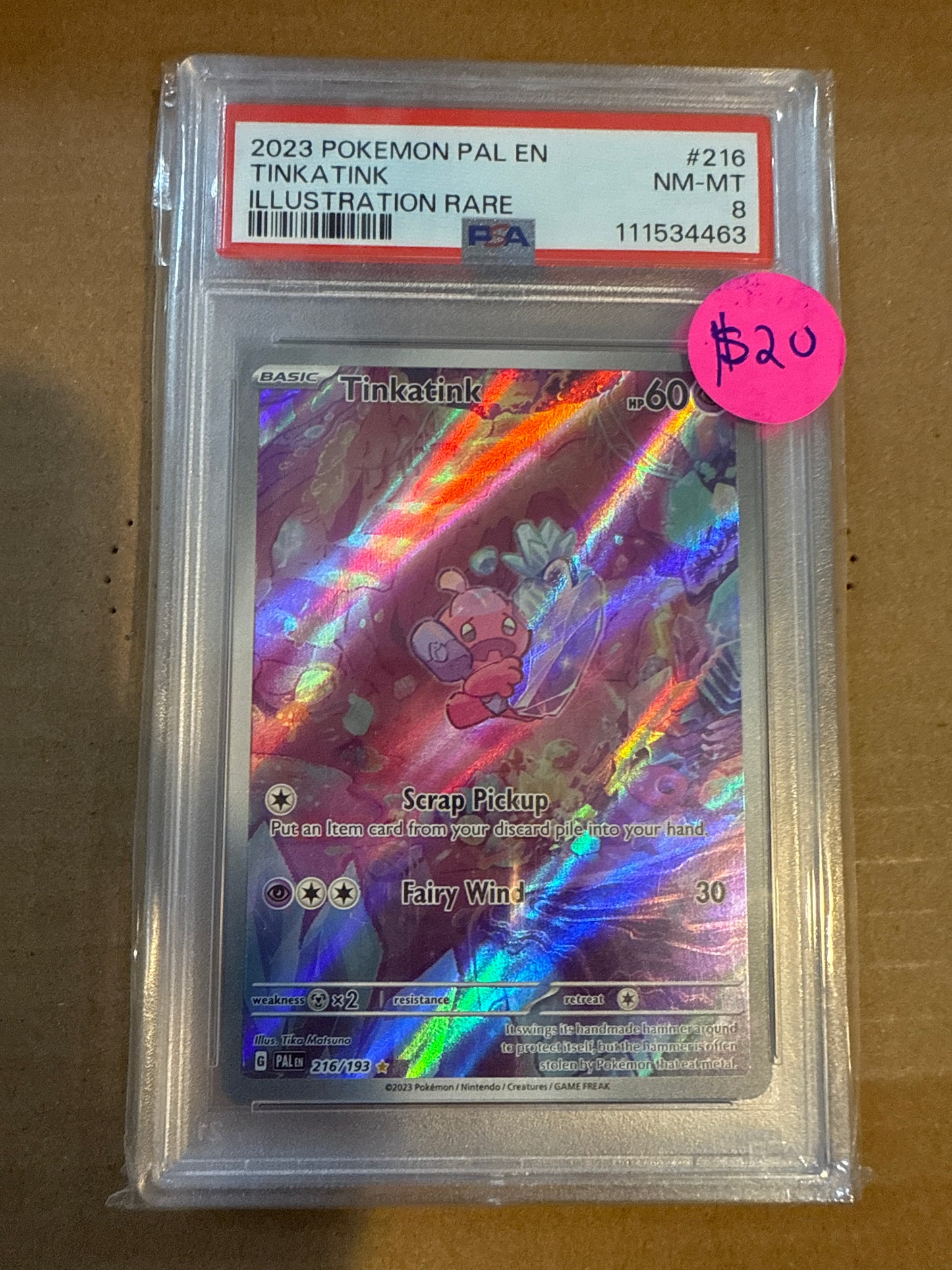2023 POKÉMON PAL EN TINKATINK ILLUSTRATION RARE PSA 8