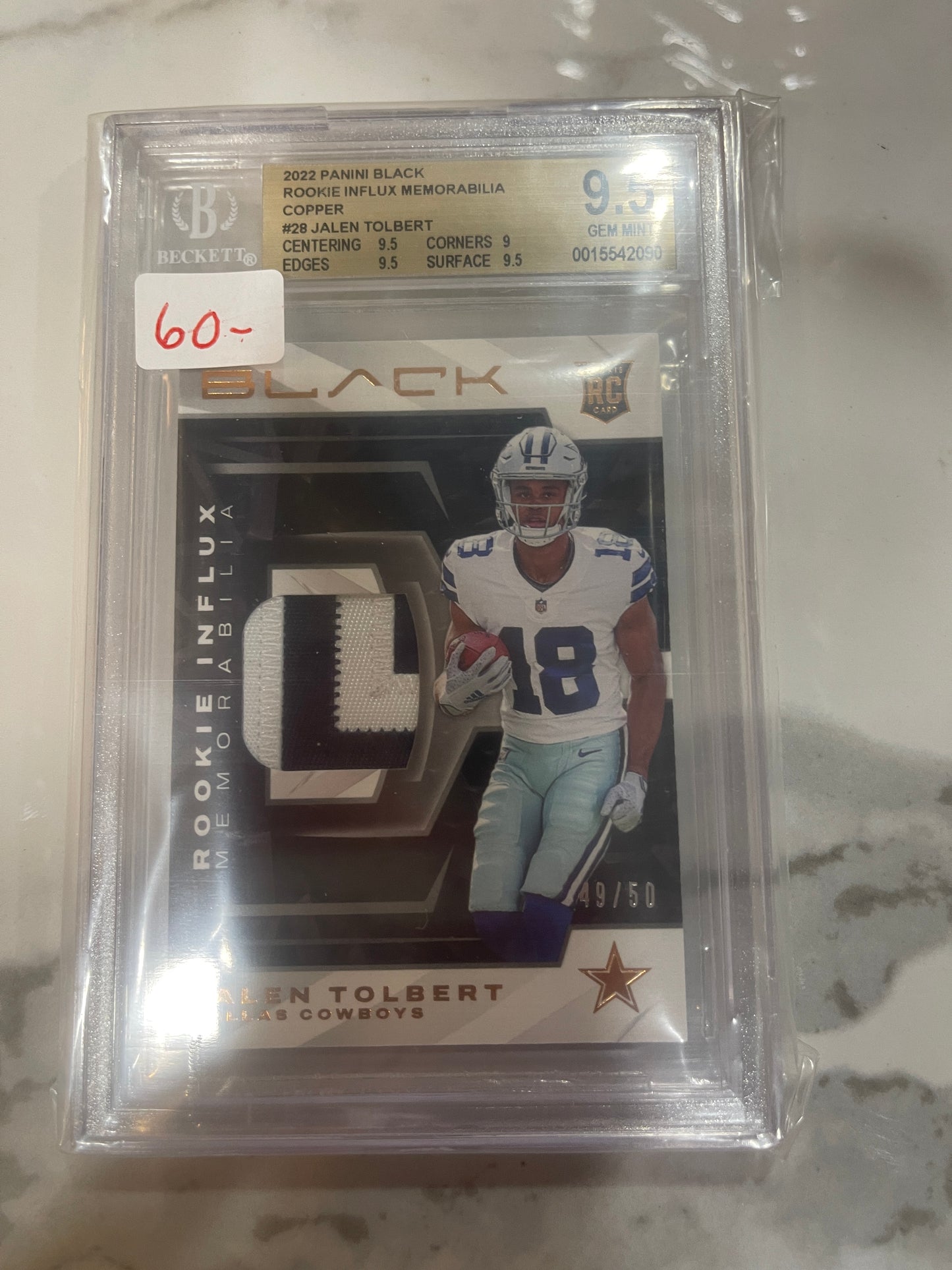 2022 Panini Black Rookie Infux Copper Jalen Tolbert 49/50 BGS 9.5