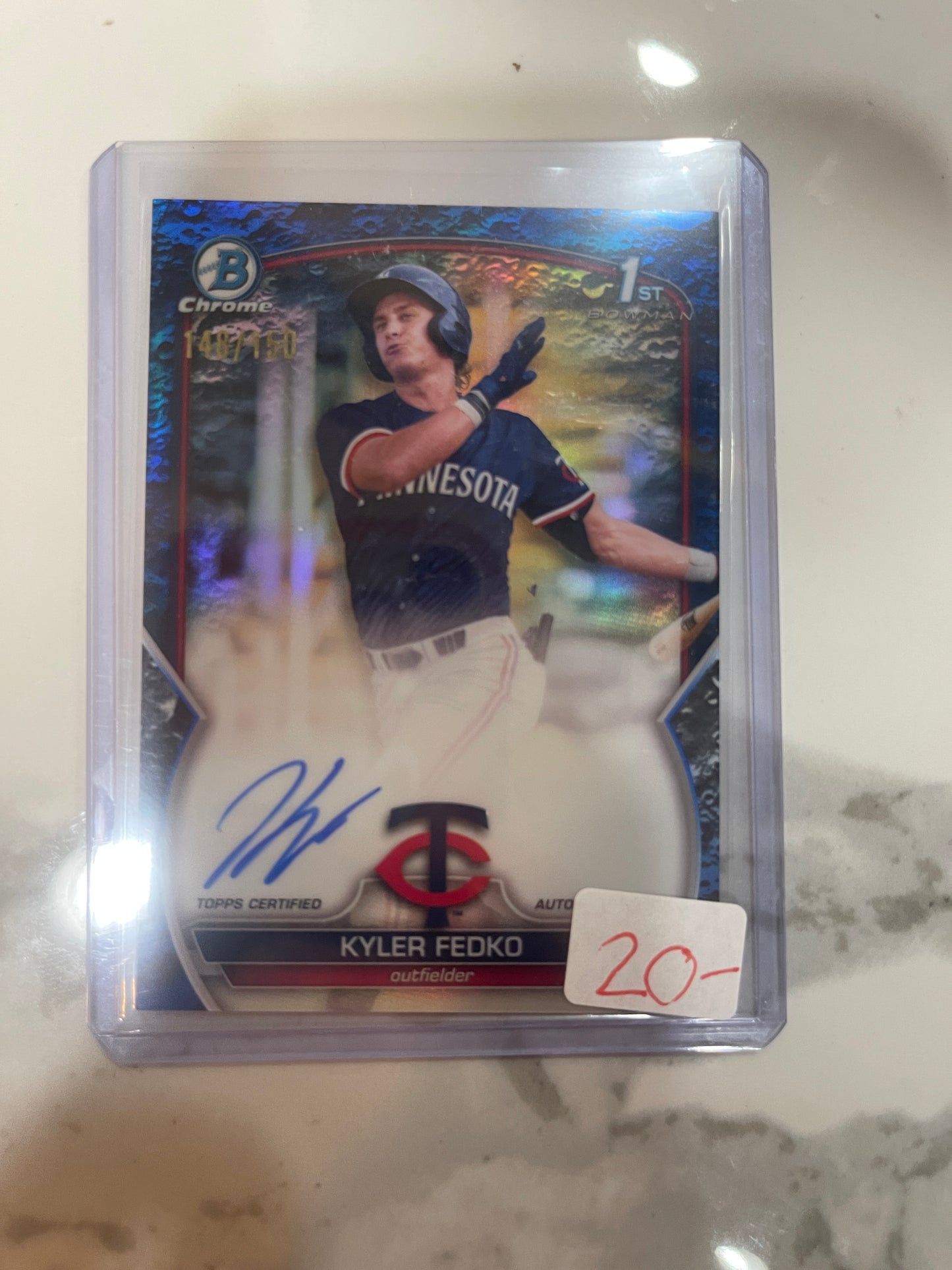 2023 Bowman Chrome Prospect Auto Blue Holo #CPA-KF KYLER FEDKO /150 Twins