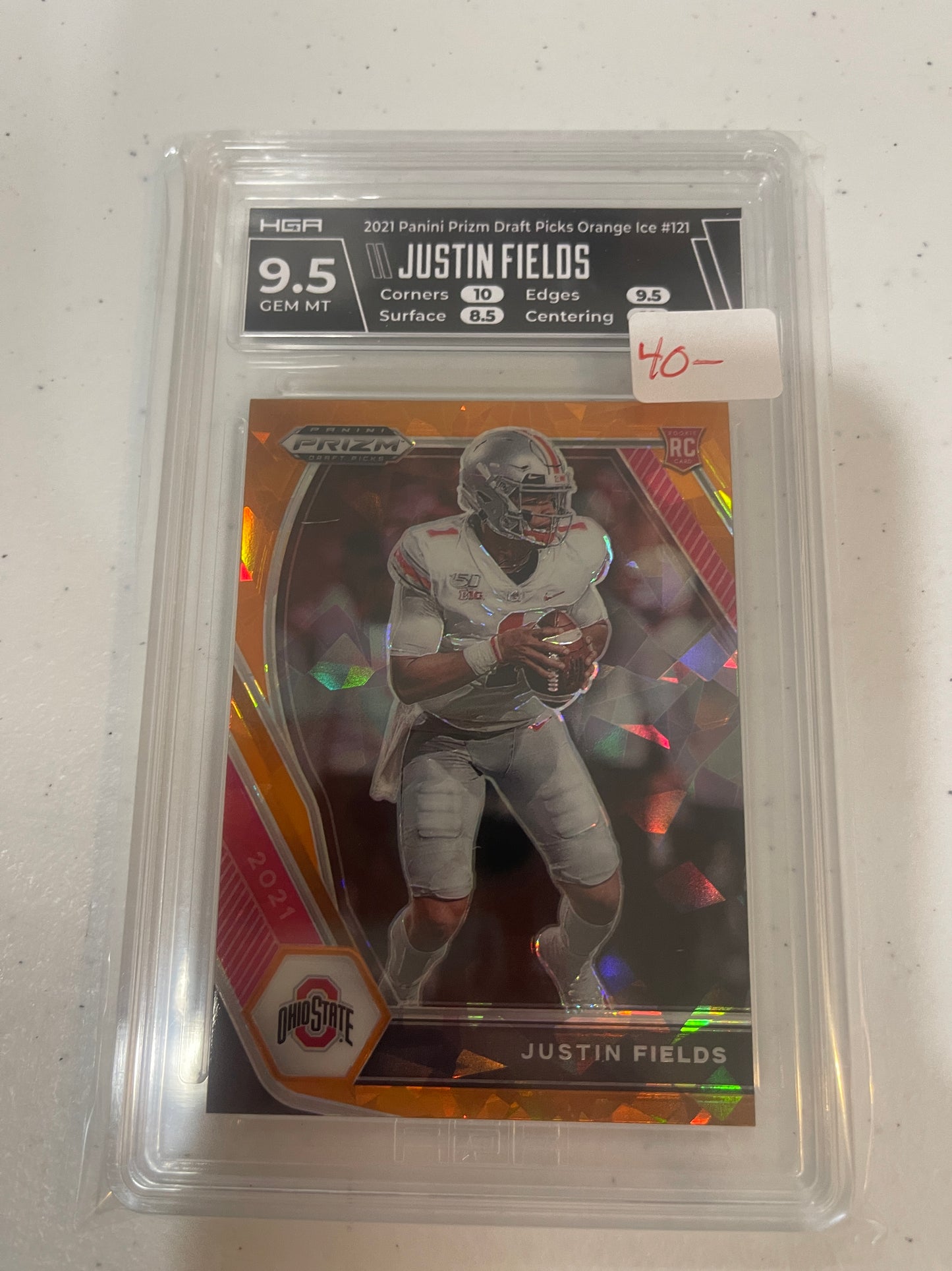 2021 Panini Prizm DP Orange Ice Justin Fields 9.5