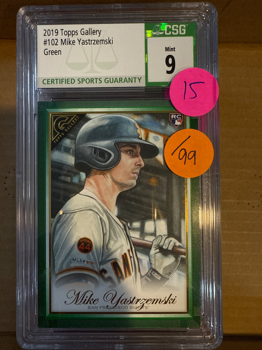 2019 Topps Gallery #102 Mike Yastrzemski Green CSG 9