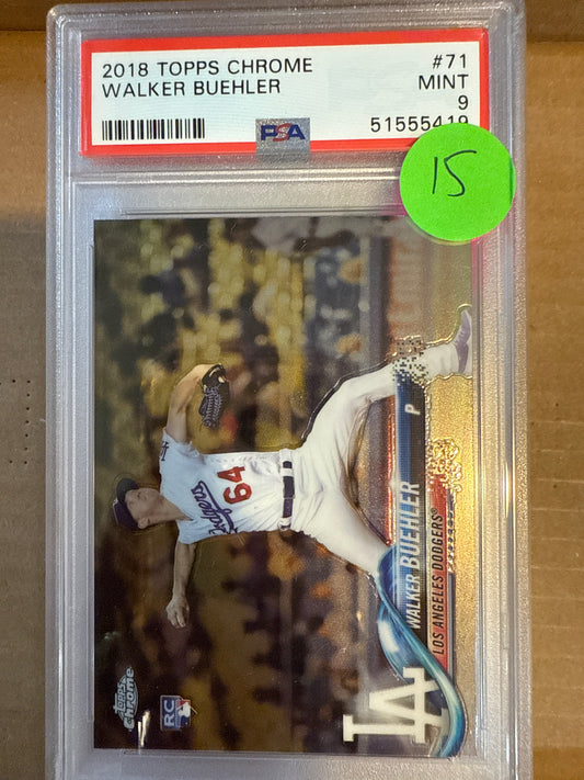 2018 Topps Chrome Walker Buehler PSA 9