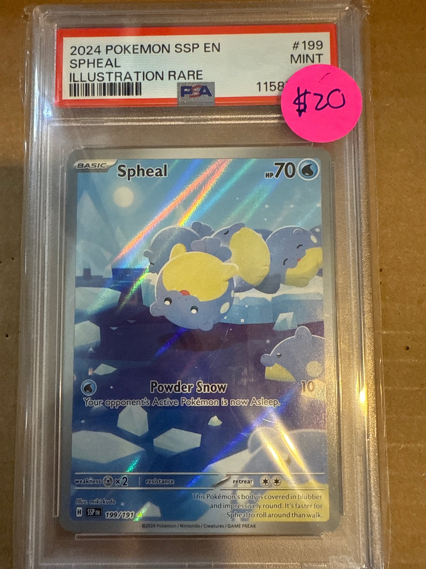 2024 POKÉMON SSP EN SPHEAL ILLUSTRATION RARE PSA 9