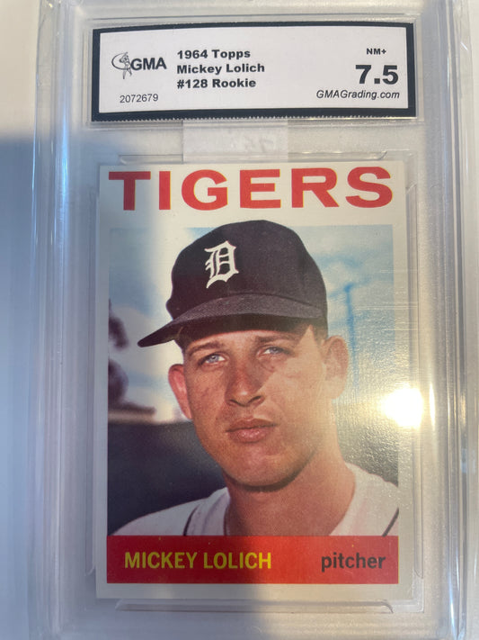 1964 Topps Mickey Lolich #128 Rookie GMA 7.5