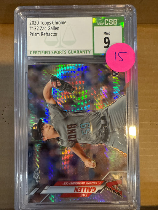 2020 Topps Chrome #132 Zac Gallen Prism Refractor CSG 9