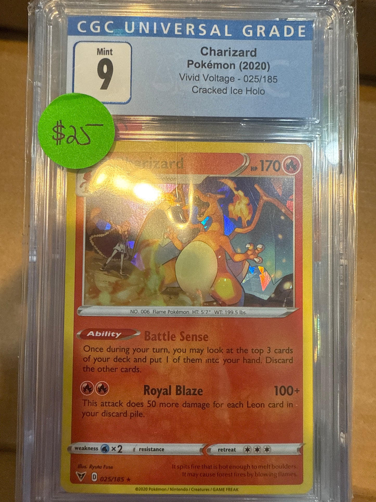Charizard 2020 Vivid Voltage 025/185 Cracked Ice Holo CGC 9