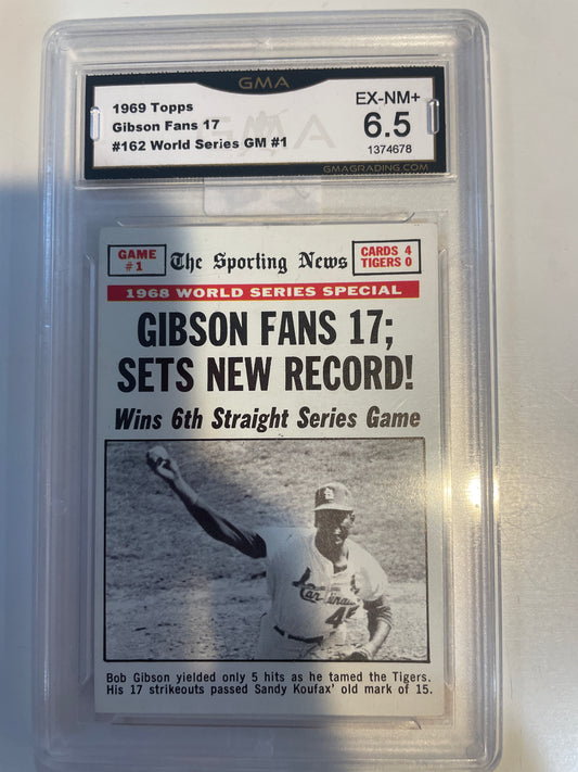 1969 Topps Gibson Fans 17 #162 World Series GM #1 GMA 6.5