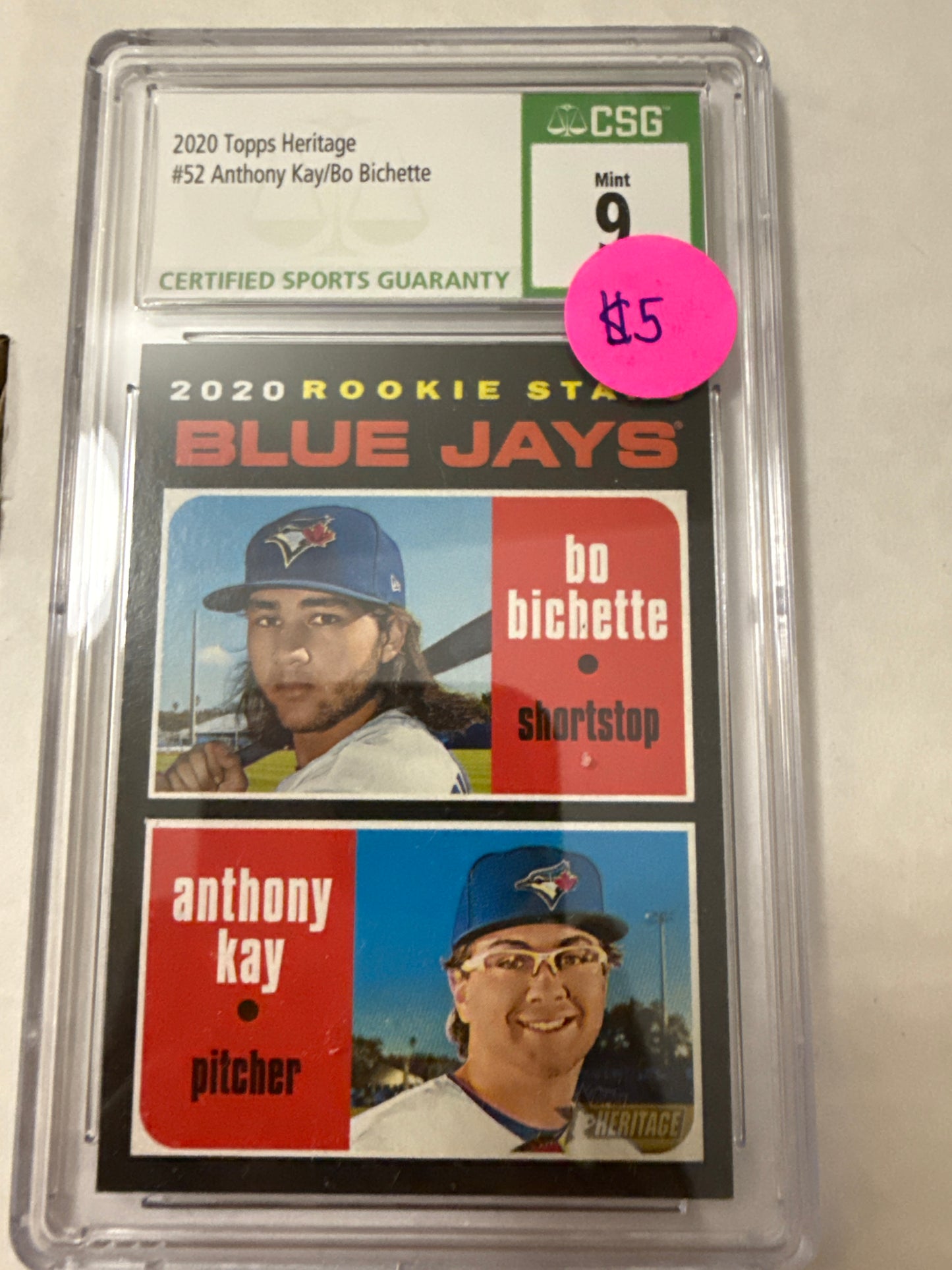 2020 Topps Heritage Anthony Kay/Bo Bichette CSG 9