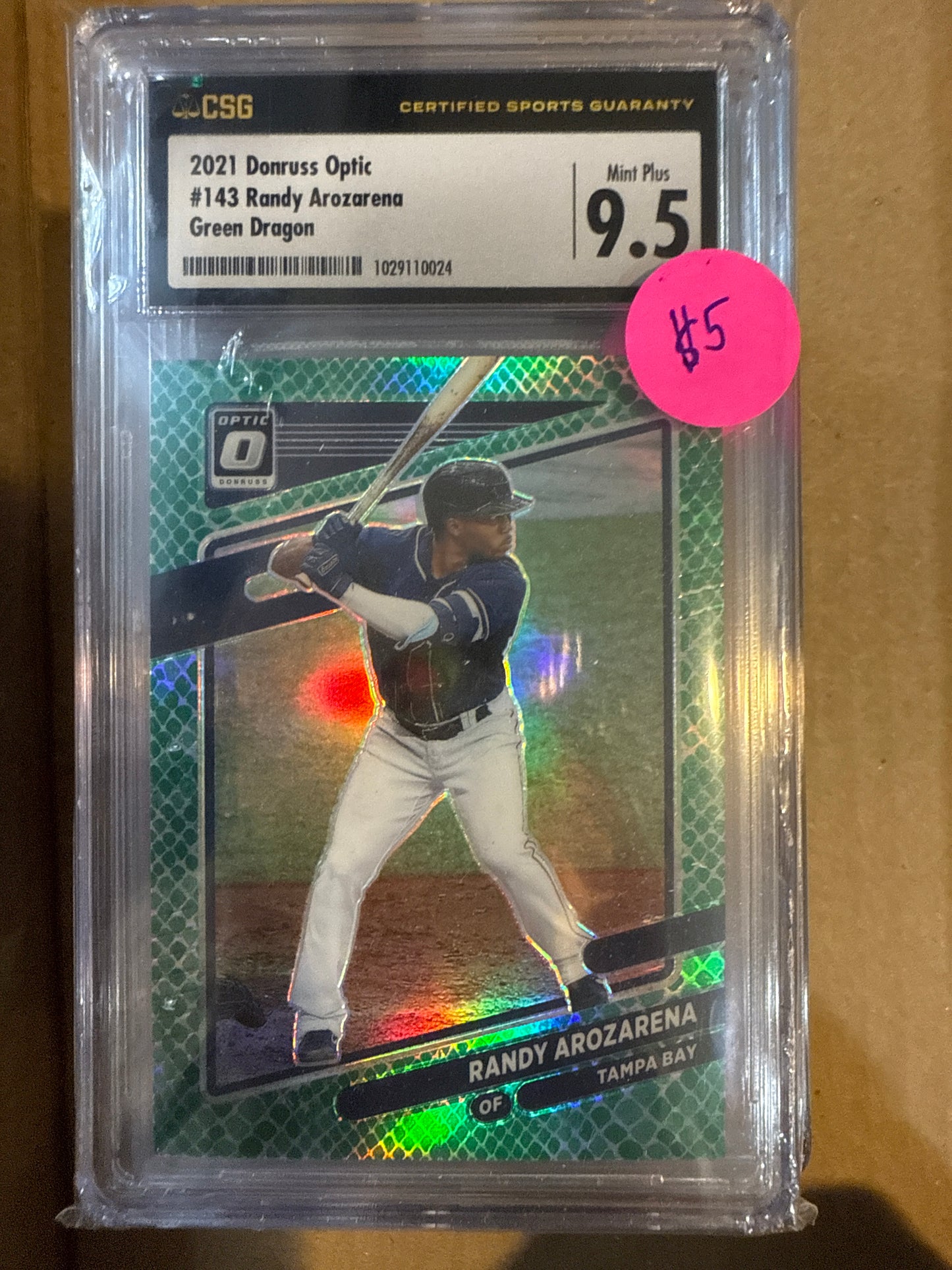 2021 Donruss Optic #143 Randy Arozarena Green Dragon CSG 9.5