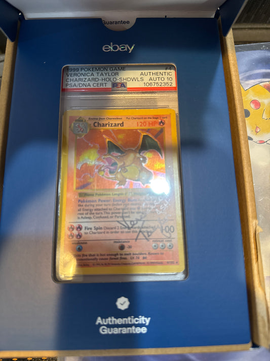 1999 Pokemon Shadowless Charizard Signed by Veronica Taylor
