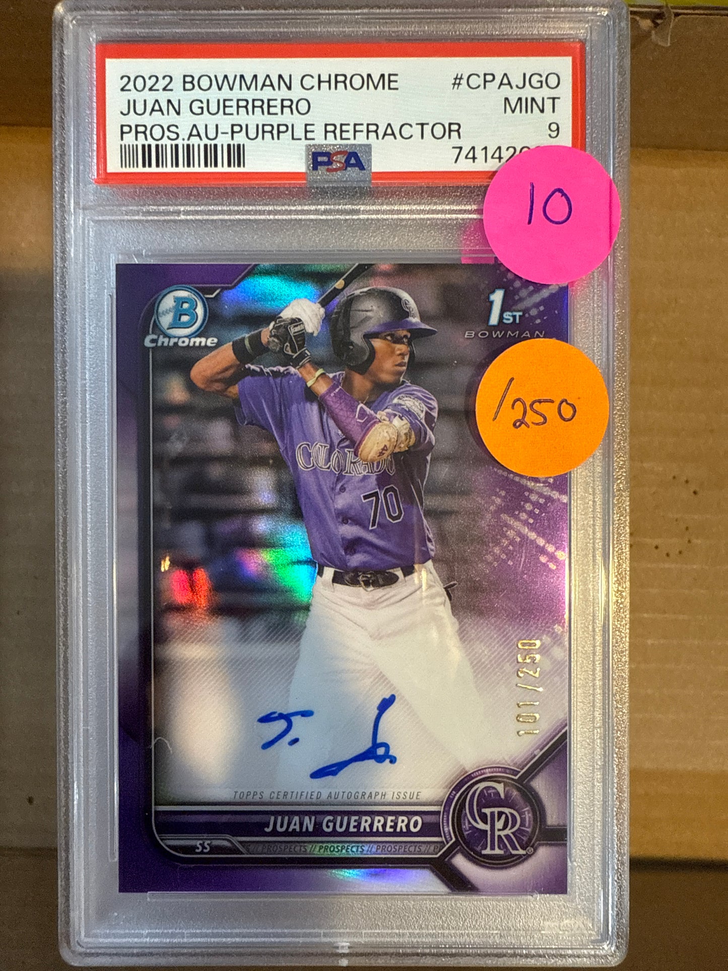 2022 Bowman Chrome Juan Guerrero PSA 9