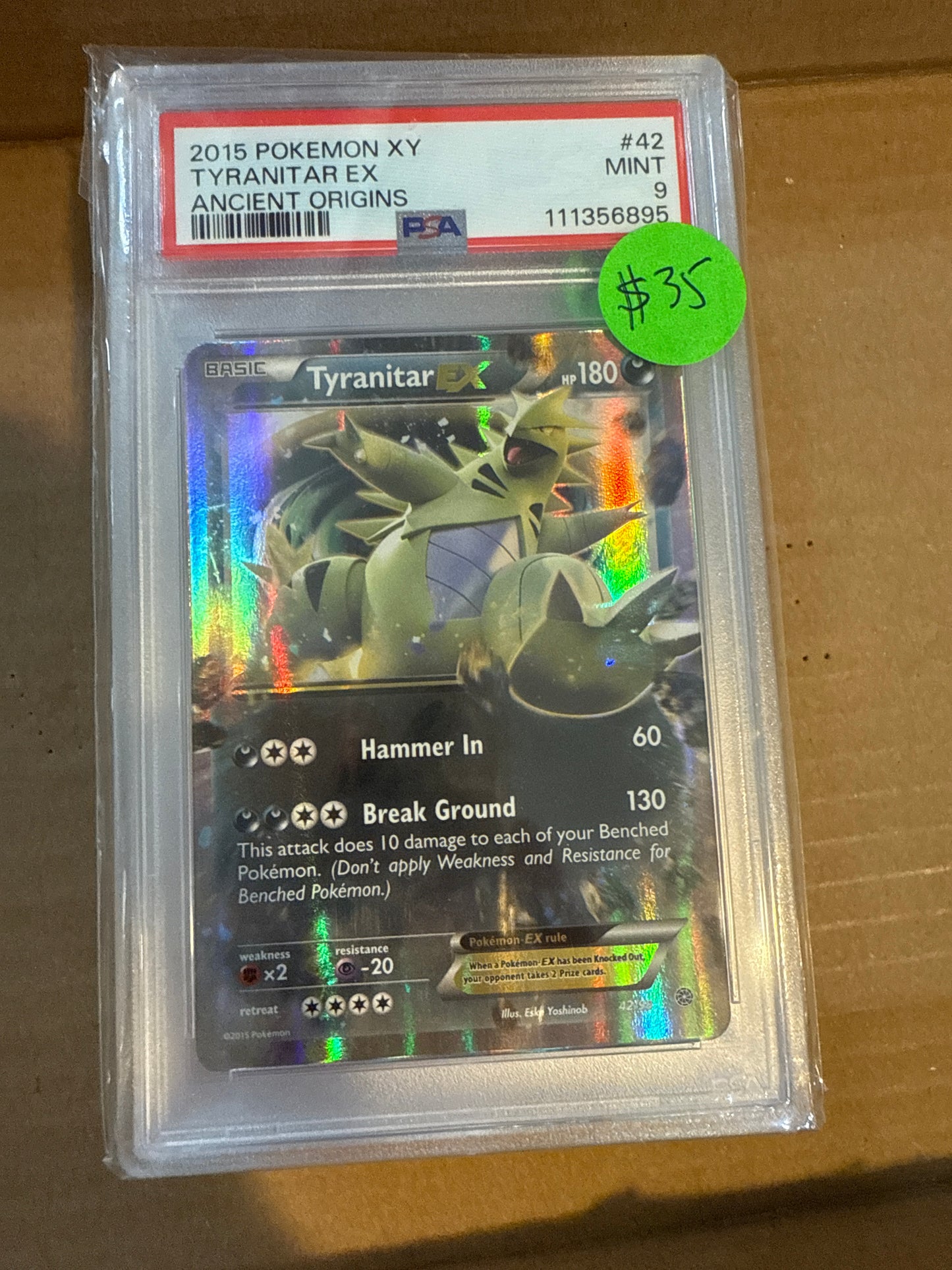 2015 POKÉMON XY TYRANITAR EX ANCIENT ORIGINS PSA 9