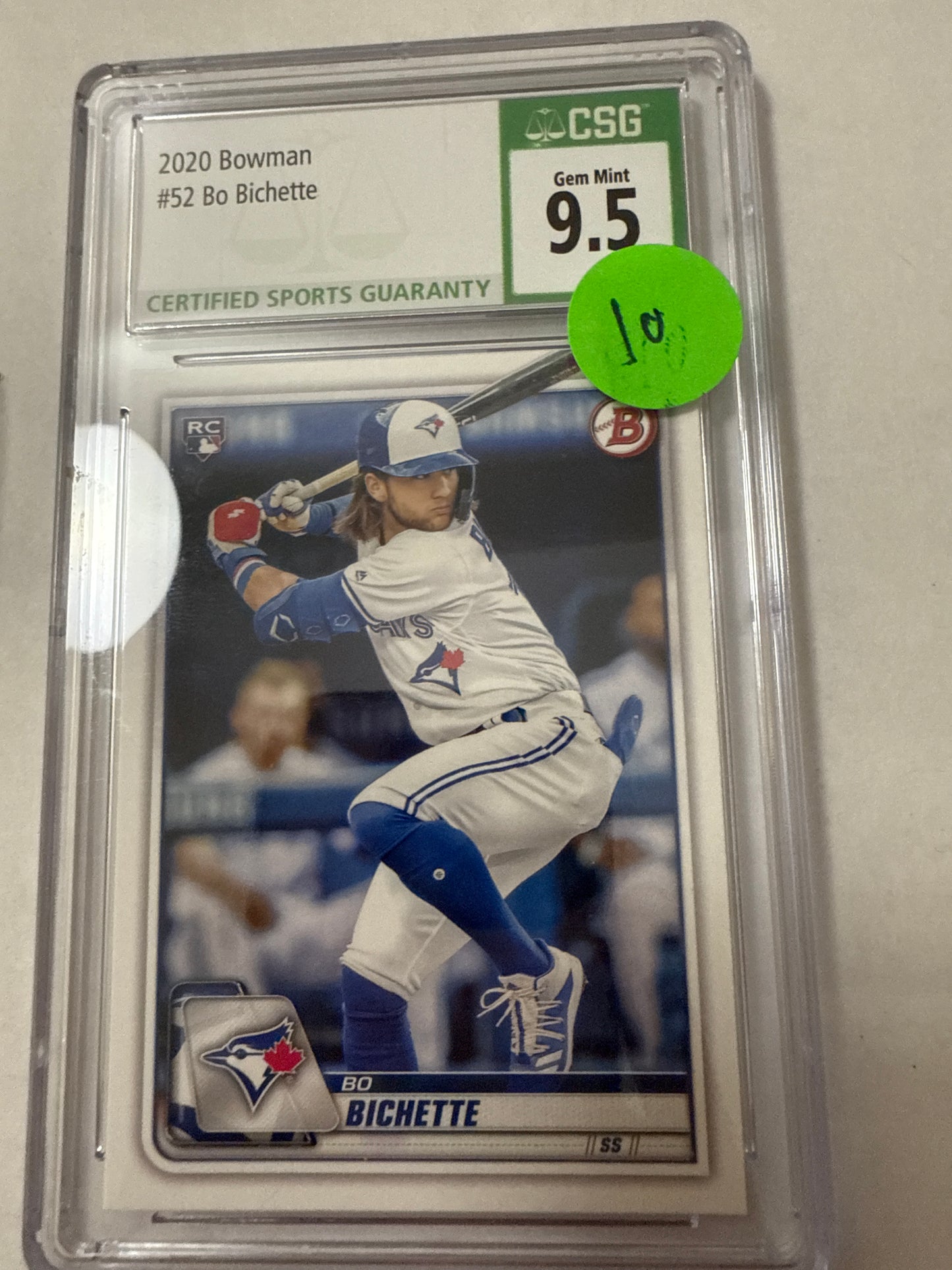 2020 Bowman #52 Bo Bichette CSG 9.5
