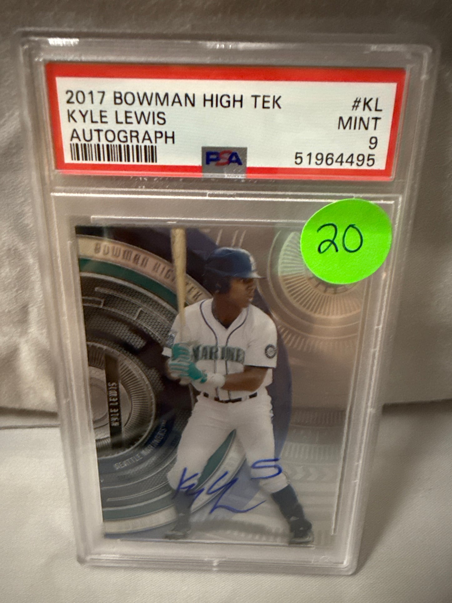 2017 Bowman High Tek Kyle Lewis Auto PSA 9