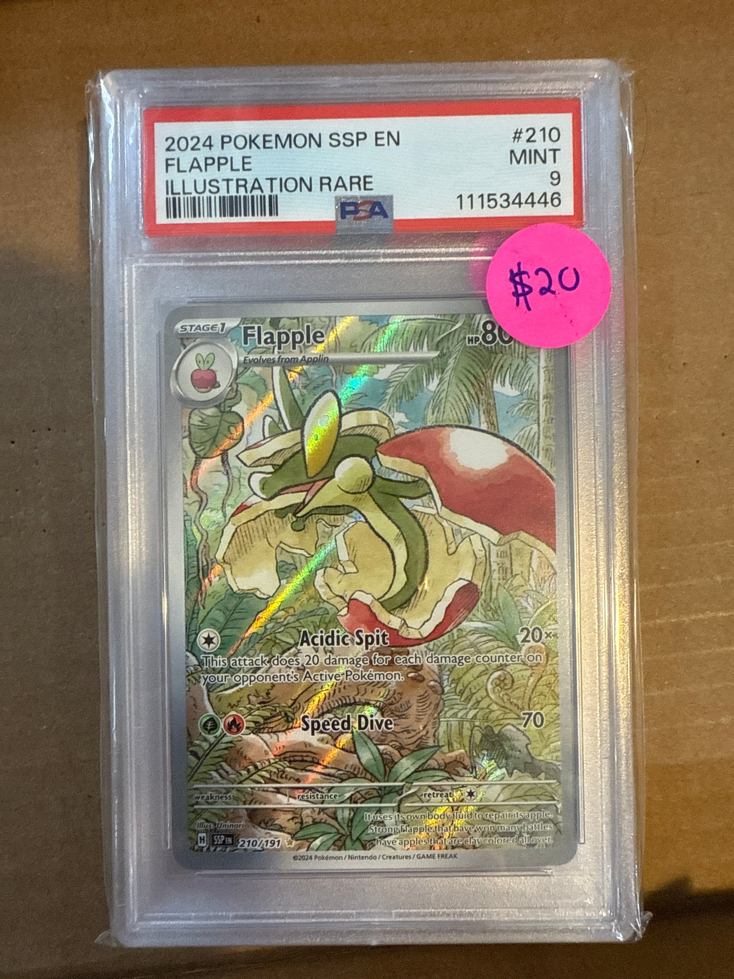 2024 POKÉMON SSP EN FLAPPLE ILLUSTRATION RARE PSA 9