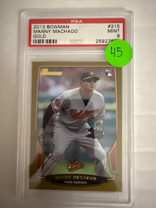 2013 Bowman Gold Manny Machado PSA 9