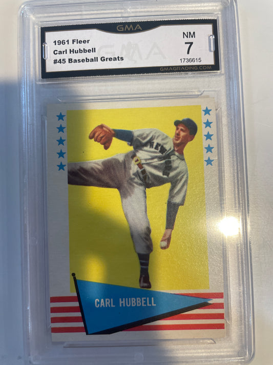 1961 Fleer Carl Hubbell #45 Baseball Greats GMA 7