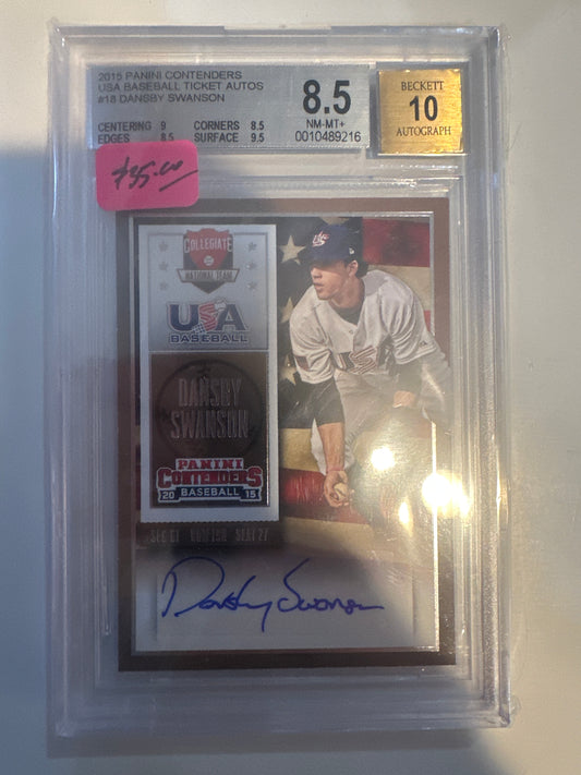2015 Contenders USA Baseball Ticket Auto Beckett 8.5/10