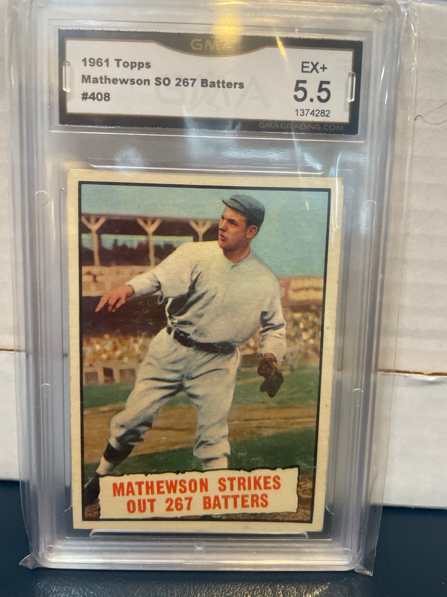 1961 Topps Mathewson SO 267 Batters #408 GMA 5.5