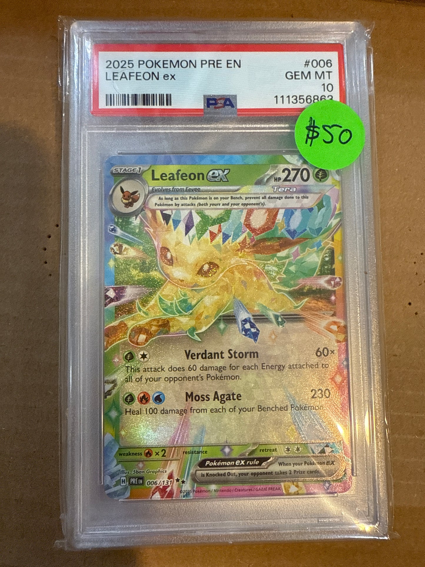 2025 POKÉMON PRE EN LEAFEON ex PSA 10