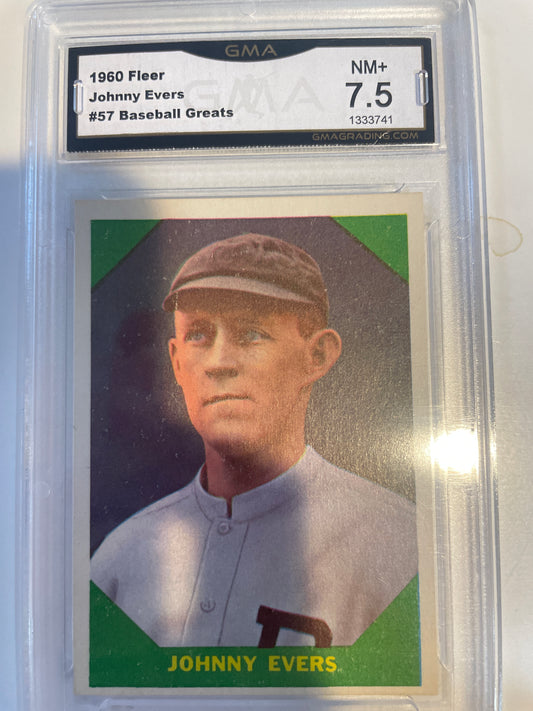 1960 Fleer Johnny Evers #57 Baseball Greats GMA 7.5