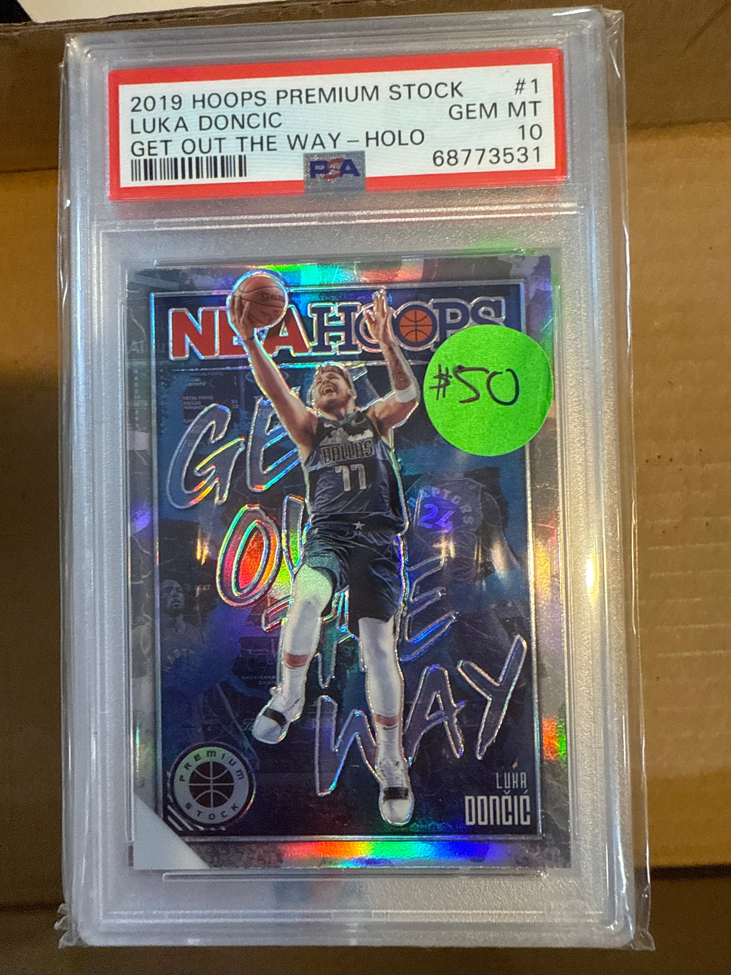 2019 Hoops Premium Stock Luka Doncic Get Out The Way-Holo PSA 10