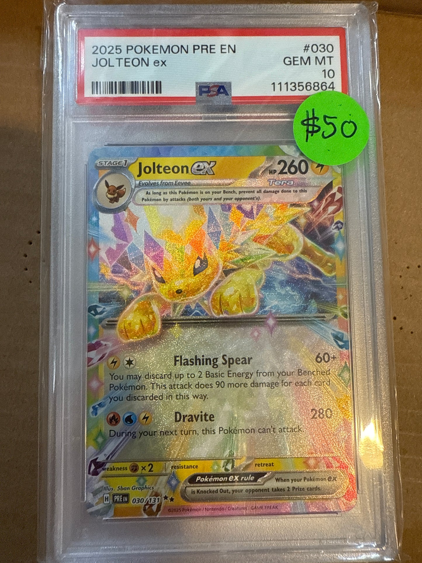 2025 POKÉMON PRE EN JOLTEON ex PSA 10
