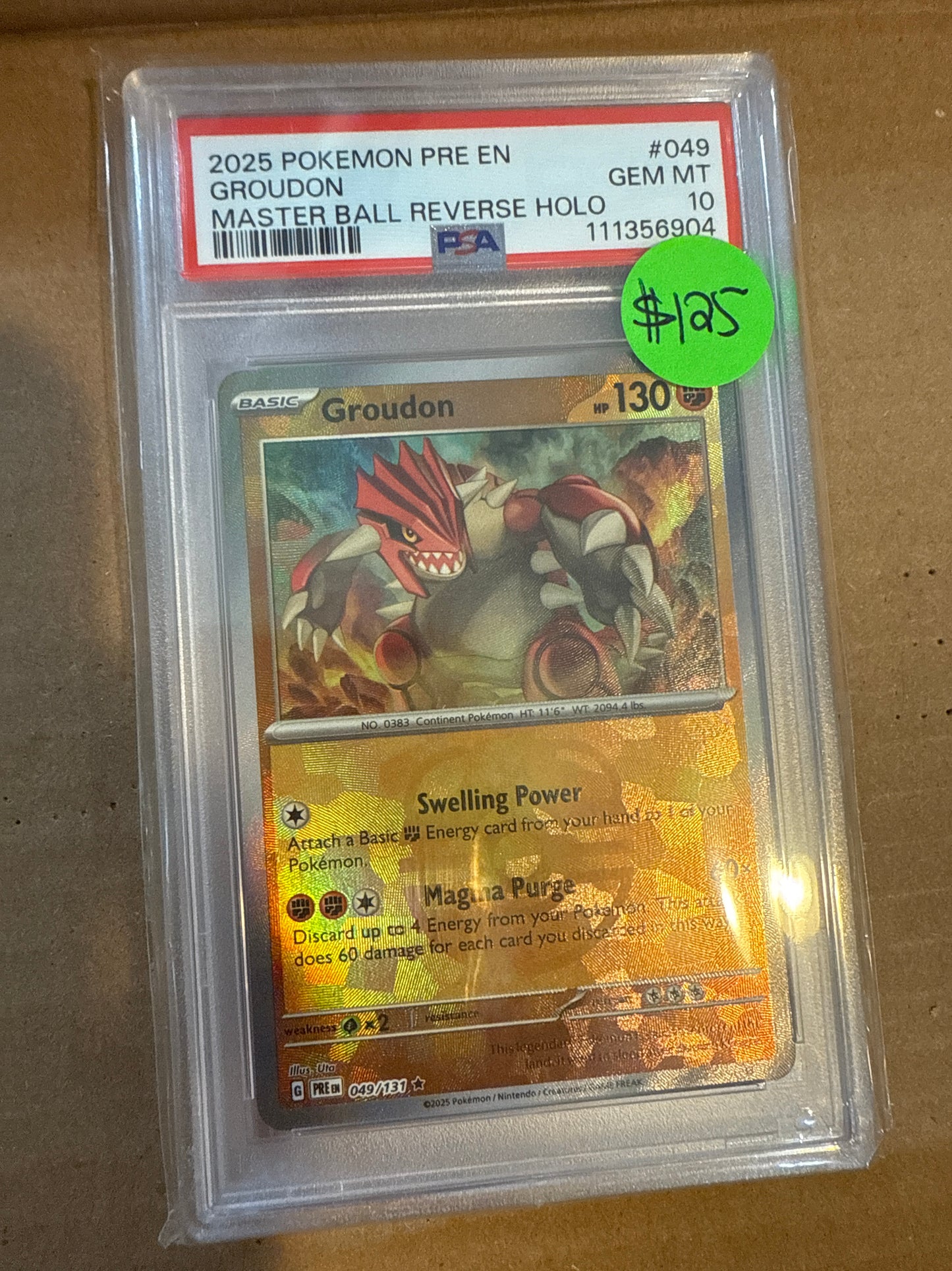 2025 POKÉMON PRE EN GROUDON MASTER BALL REVERSE HOLO PSA 10
