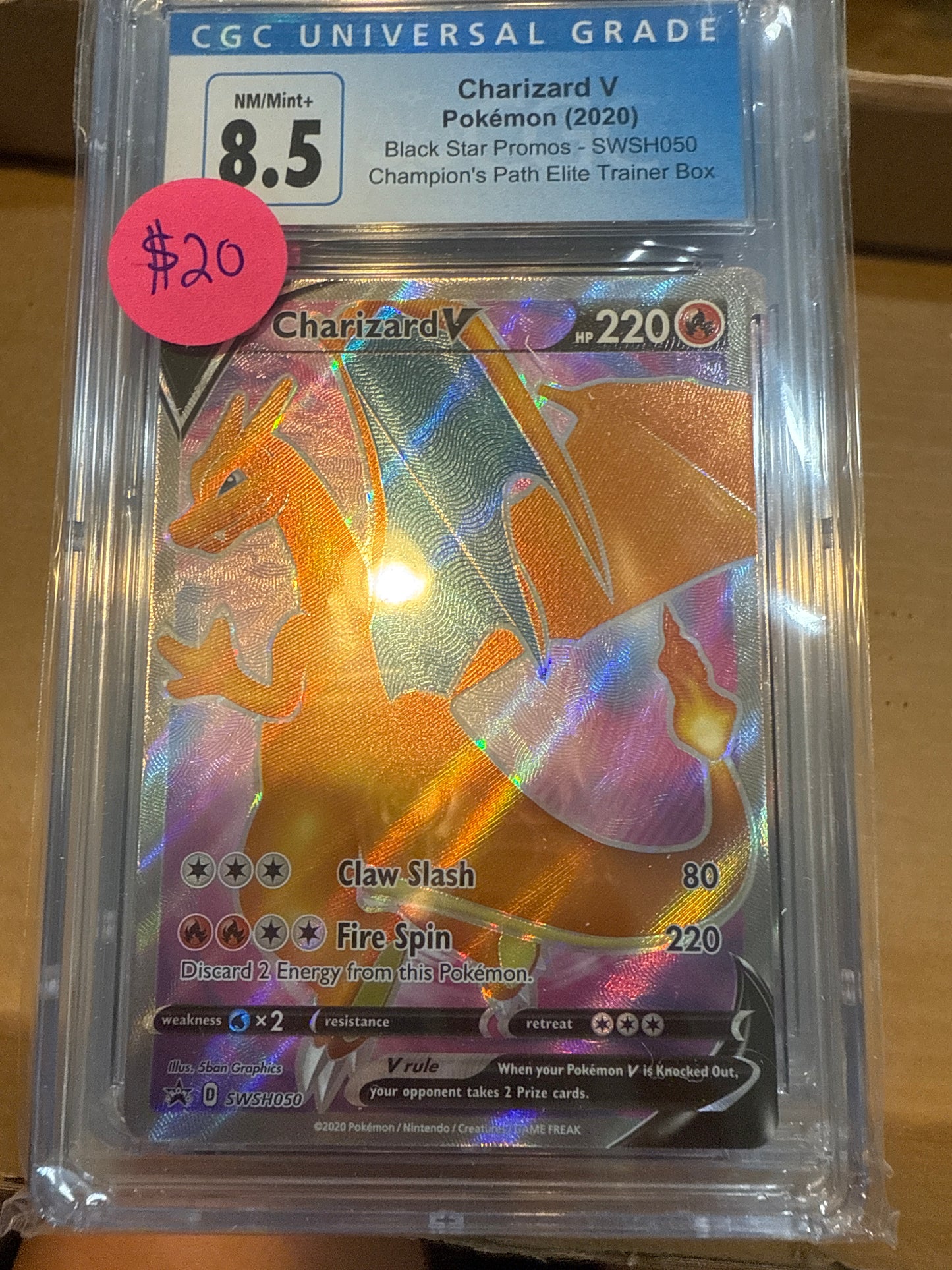 Charizard V 2020 Black Star Promos SWSH050 Champion’s Path Elite Trainer Box CGC 8.5