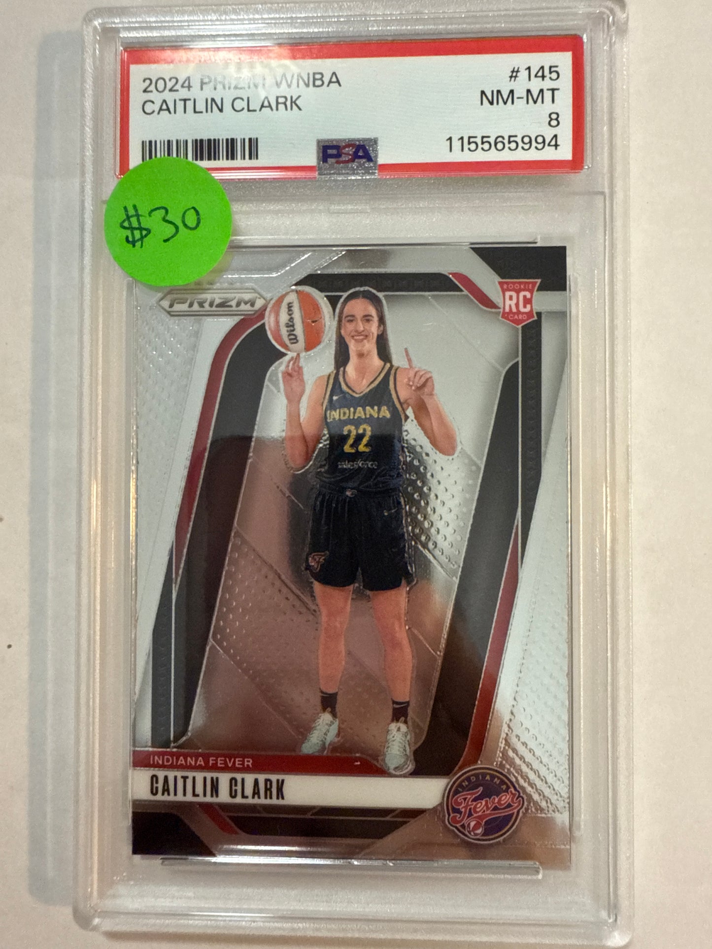 2024 Prizm WNBA#145 RC Caitlin Clark PSA 8